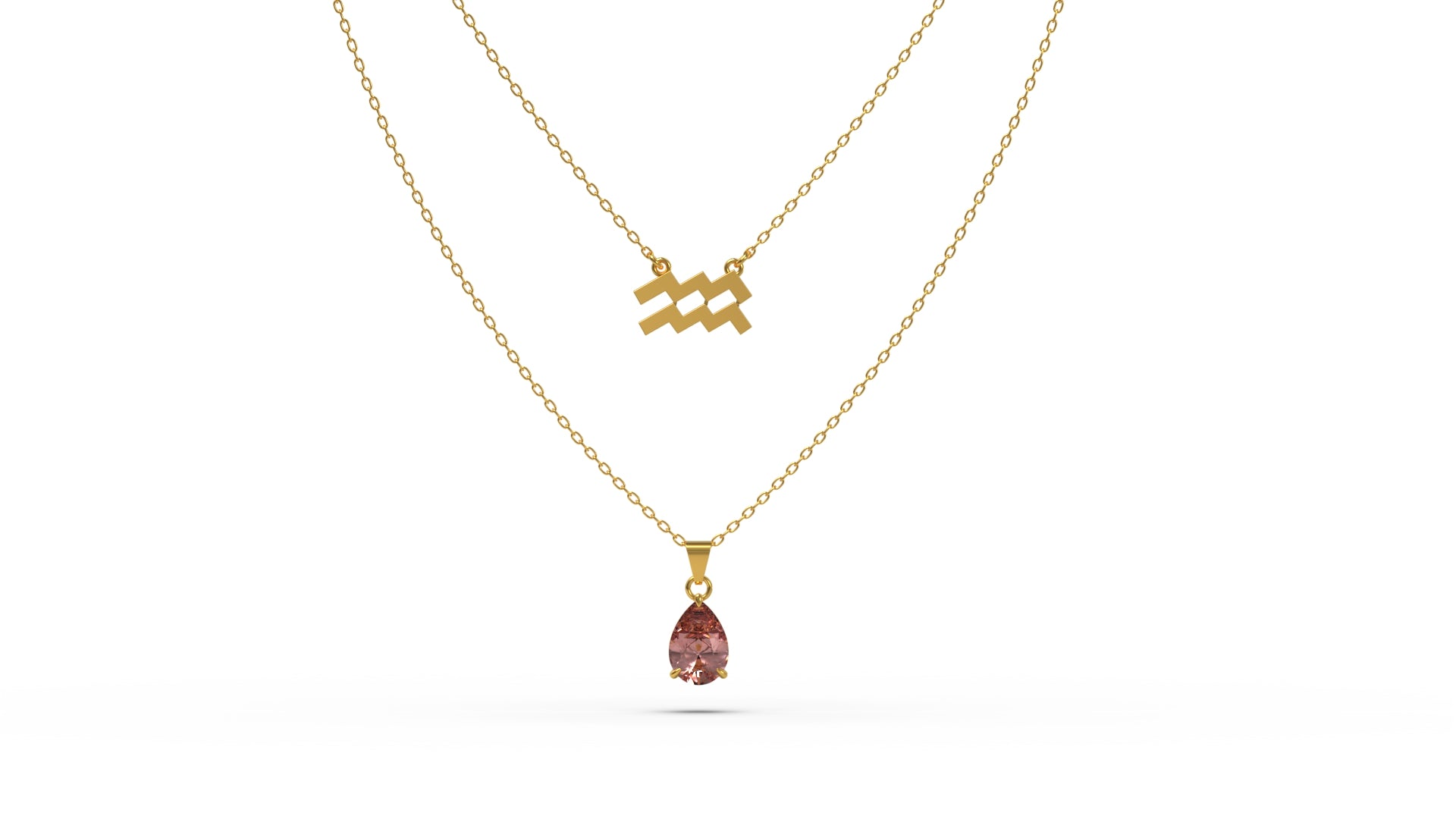 zodiac sign necklace- aquarius- gold