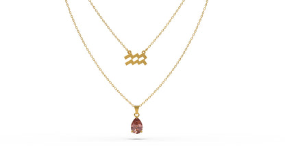 zodiac sign necklace- aquarius- gold