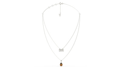 zodiac sign necklace- aquarius- silver