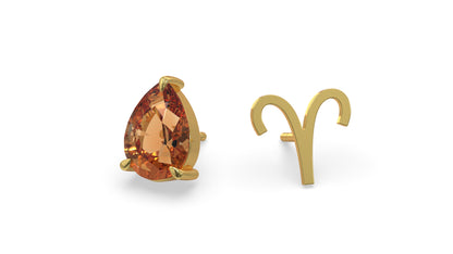 zodiac sign earrings- aries- gold
