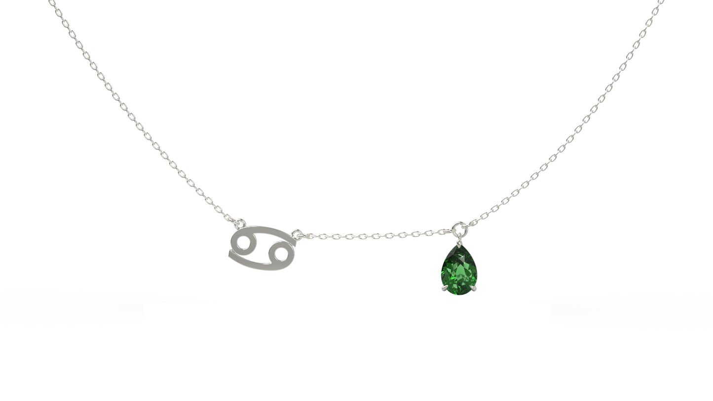 zodiac sign necklace- cancer- silver