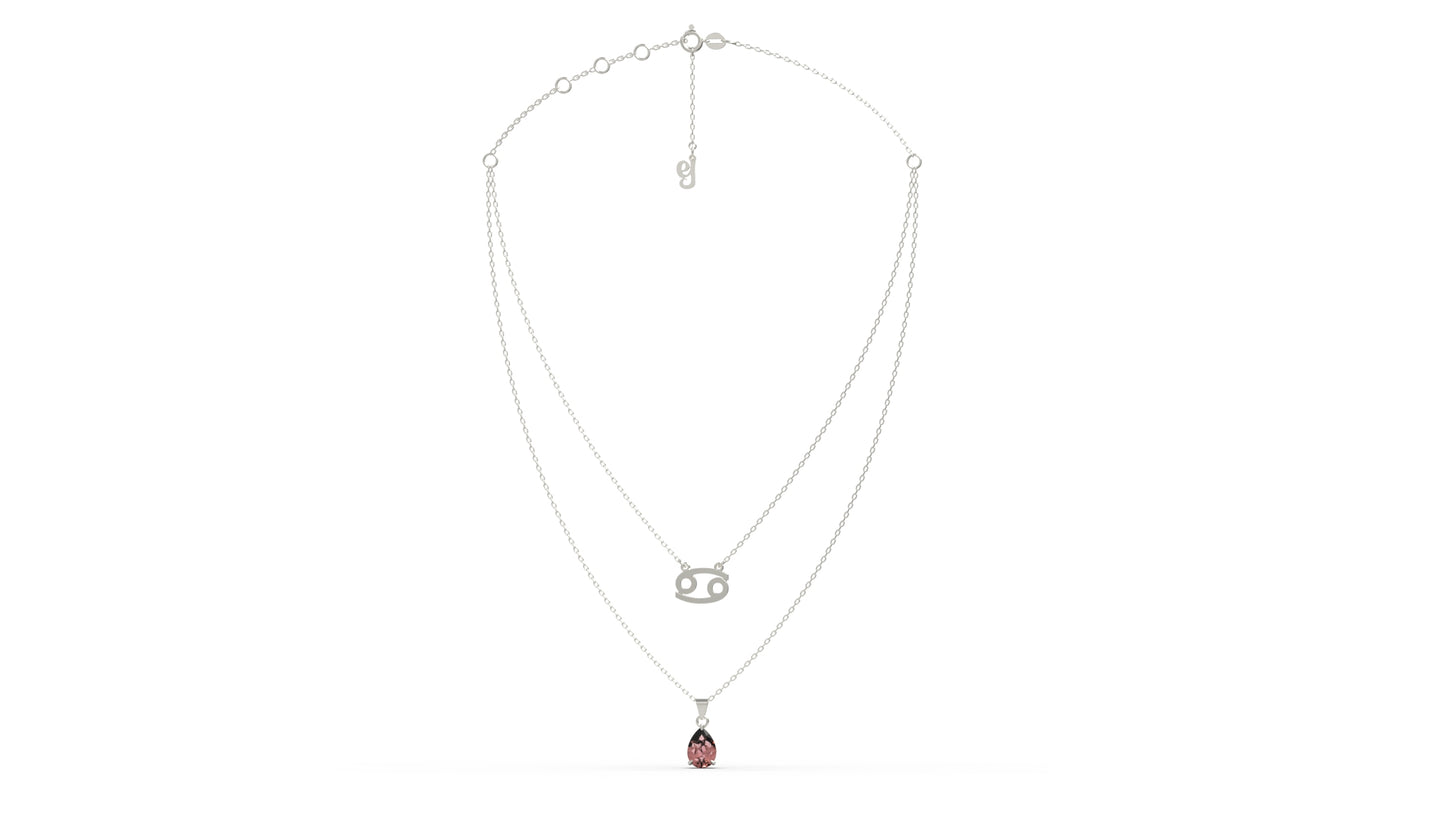 zodiac sign necklace- cancer- silver