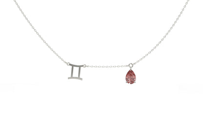 zodiac sign necklace- gemini- silver