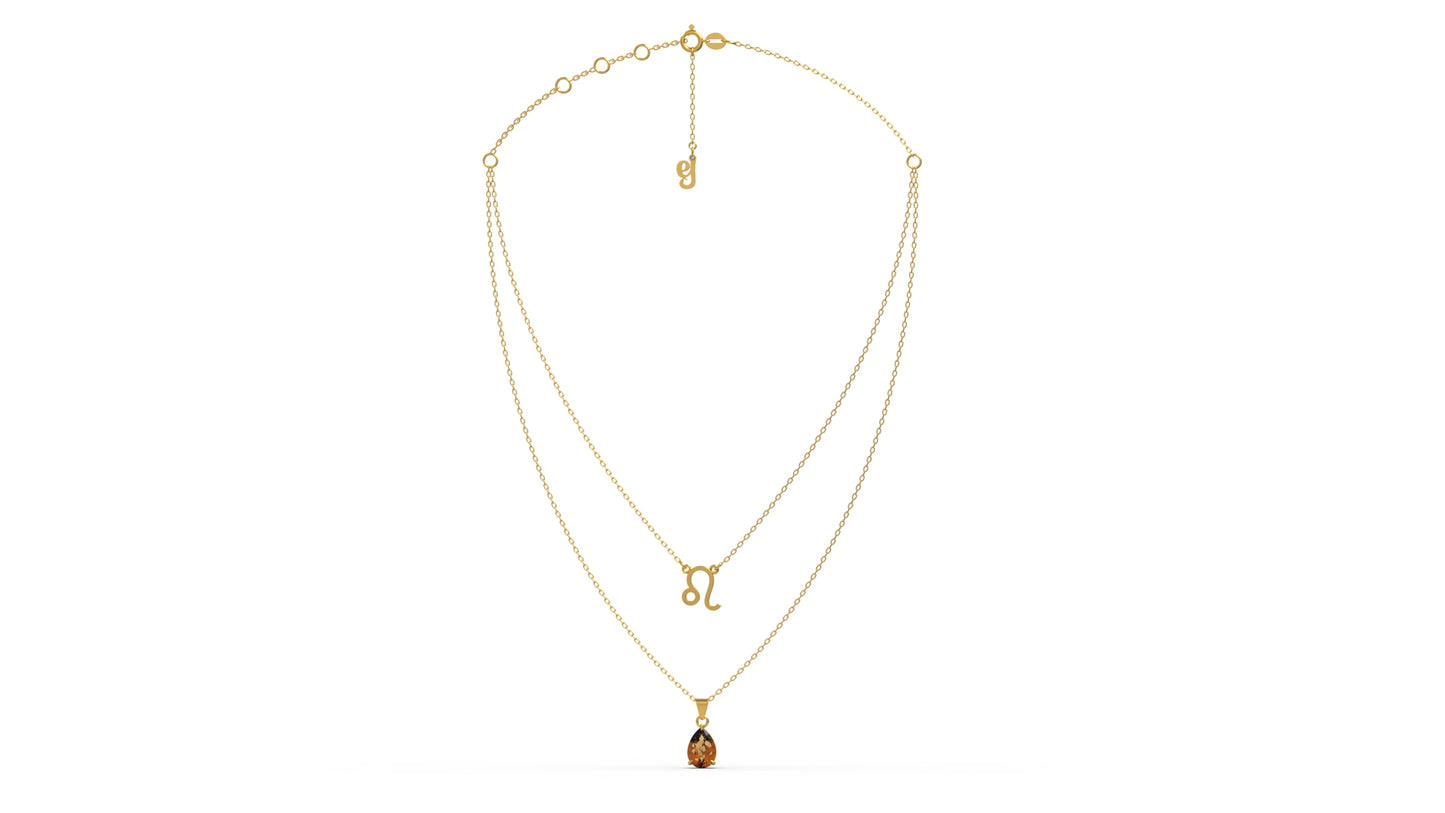 zodiac sign necklace- leo- gold