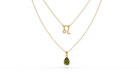 zodiac sign necklace- leo- gold