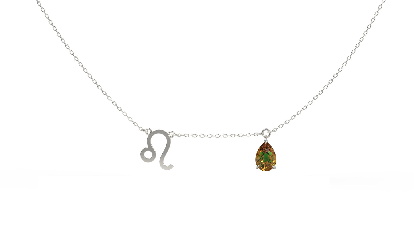 zodiac sign necklace- leo- silver