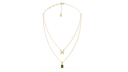 zodiac sign necklace- pisces- gold