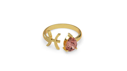 zodiac sign ring- pisces- gold