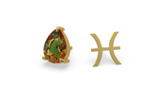 zodiac sign earrings- pisces- gold
