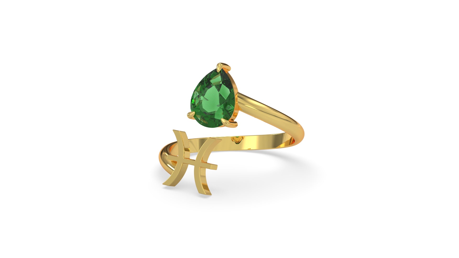 zodiac sign ring- pisces- gold