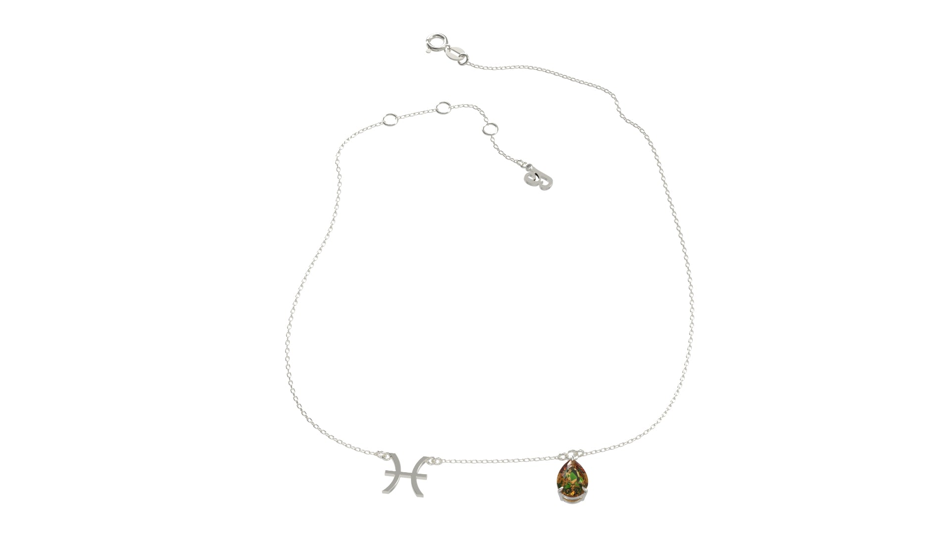 zodiac sign necklace- pisces- silver