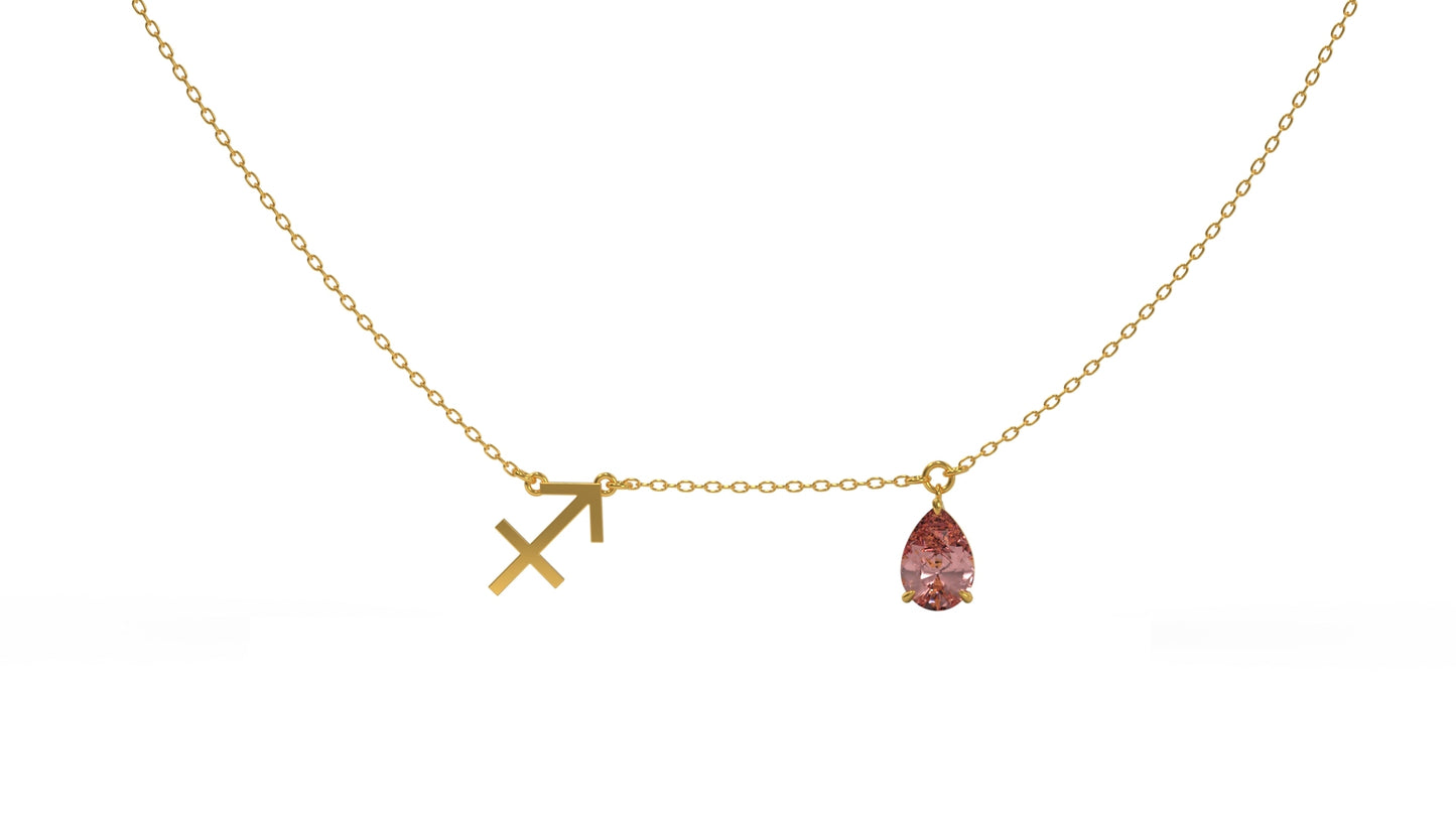 zodiac sign necklace- sagittarius- gold
