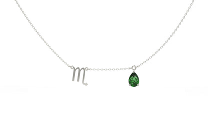zodiac sign necklace- scorpio- silver