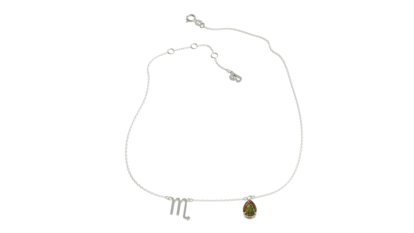 zodiac sign necklace- scorpio- silver