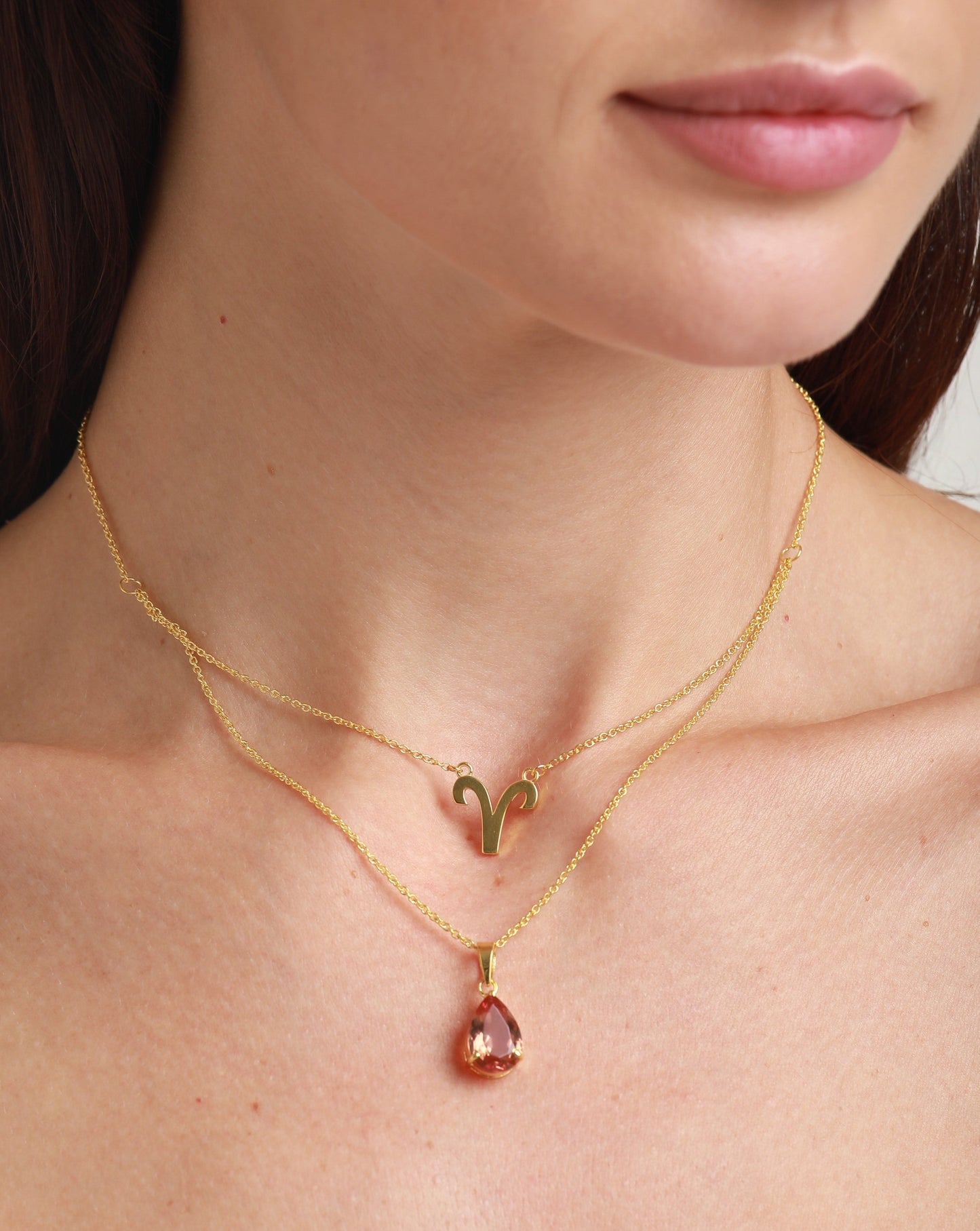 zodiac sign necklace- aries- gold