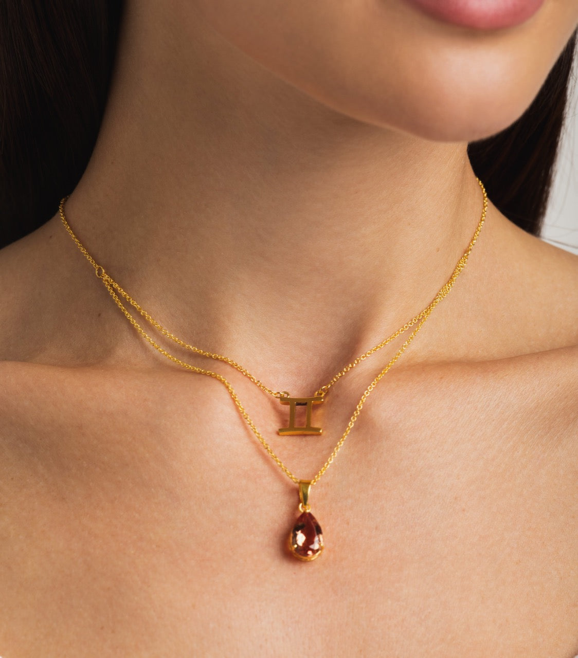 zodiac sign necklace- gemini- gold