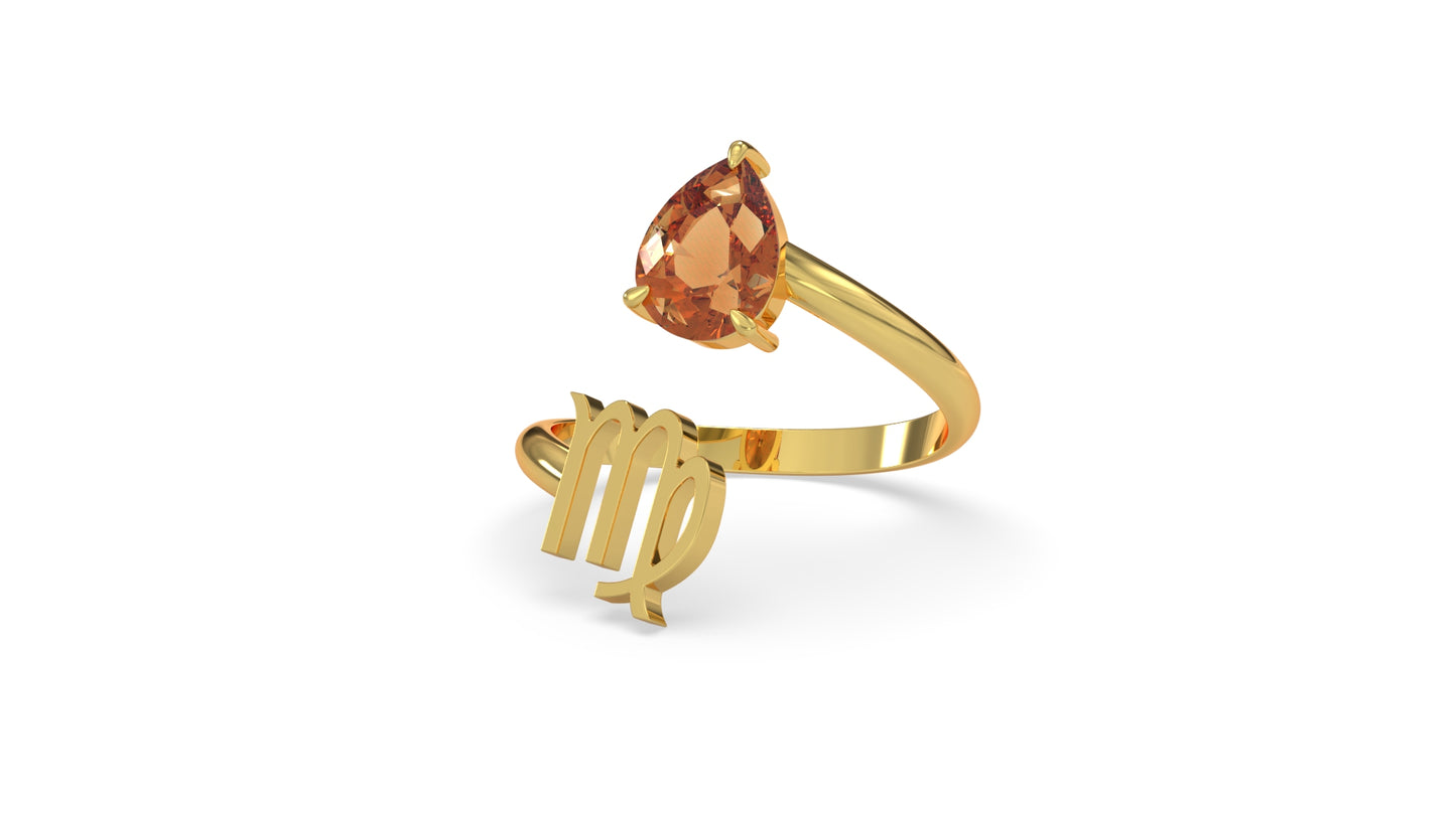 zodiac sign ring- virgo- gold